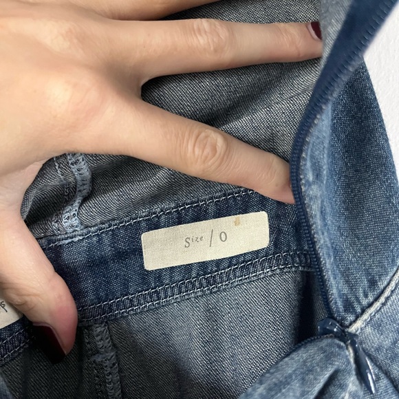 Anthropologie denim cropped wide leg jumpsuit size 0 - Picture 10 of 11